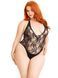 Боді Leg Avenue Floral lace deep-V teddy Black 1X/2X
