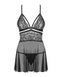 (SALE) Еротичний мереживний комплект із сіточкою Obsessive 838-BAB-1babydoll & thong black S/M, чорний, пен