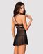 (SALE) Еротичний мереживний комплект із сіточкою Obsessive 838-BAB-1babydoll & thong black S/M, чорний, пен