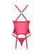 Прозрачный корсет Obsessive Lacelove corset M/L Red, кружево, подвязки для чулок