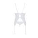 Корсет із пажами, трусики з ажурним декором та відкритим кроком Passion URSULA CORSET XXL/XXXL white