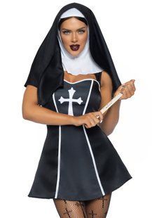 Костюм монашки Leg Avenue Naughty Nun S, платье, головной убор