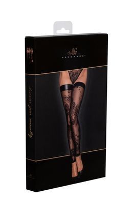 Чулки без мыска Noir Handmade F243 Tulle stockings with patterned flock embroidery, XL