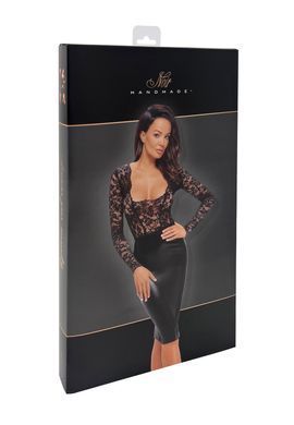 Платье Noir Handmade F295 Euphoria, M, black, кружево, глубокое декольте, юбка миди под латекс