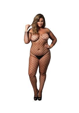 Бодистокинг Leg Avenue Off the shoulder bodystocking Black Queen Size