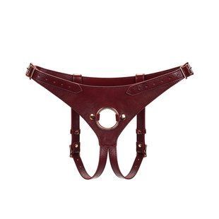 Кожаные трусы для страпона Liebe Seele Wine Red Strap on Harness, универсальный размер