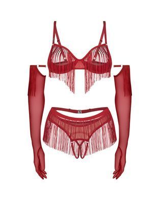 Комплект Obsessive Rossay Red 4-pcs crotchless set S/M