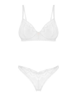 Комплект Obsessive Alissium 2-pcs set, M/L, мереживо, ліф з м&rsquo;якою чашкою, трусики танга