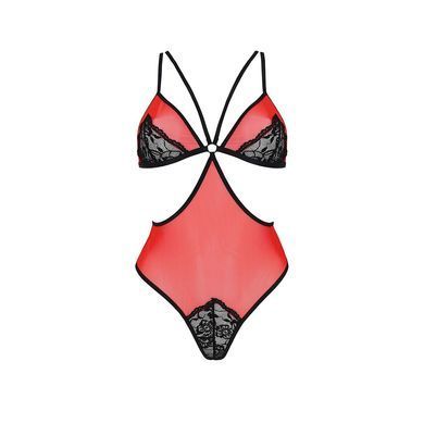 Полупрозрачное боди с кружевом Passion PEONIA BODY S/M red