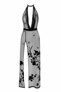 Платье Noir Handmade F312 Divinity, S, black, прозрачное, в пол, открытая спина, разрез сбоку