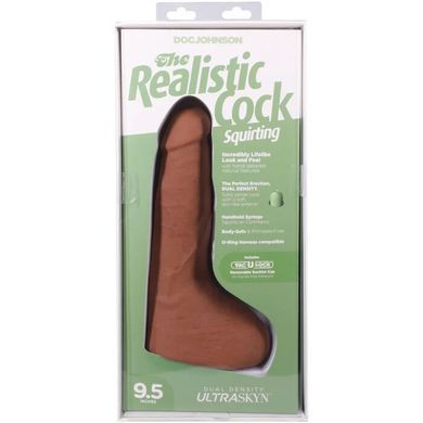 Кончающий фаллоимитатор Doc Johnson The Realistic Cock ULTRASKYN - Squirting 9,5 Inch Caramel
