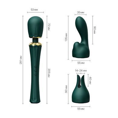 Вибромассажер с насадками Zalo &mdash; Kyro Wand Turquoise Green