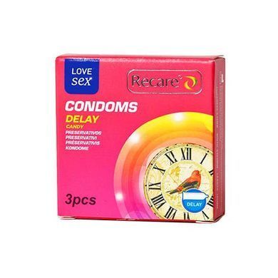 Презервативы Recare Delay Candy Condoms 3 шт, пролонгирующий эффект, конфетный аромат