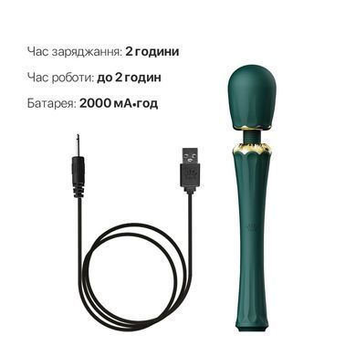 Вибромассажер с насадками Zalo &mdash; Kyro Wand Turquoise Green
