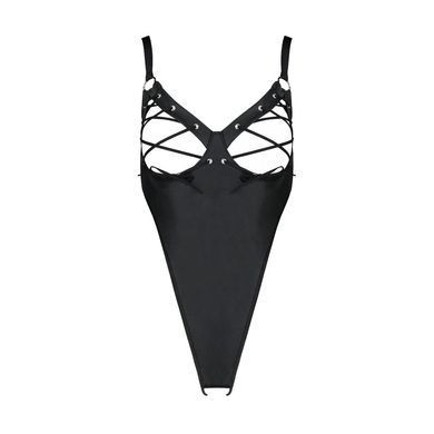 Боди из экокожи Passion CELINE BODY 4XL/5XL black, с доступом, открытый