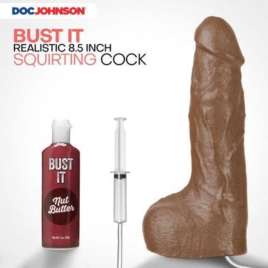 Кончающий фаллоимитатор Doc Johnson The Realistic Cock ULTRASKYN - Squirting 9,5 Inch Caramel
