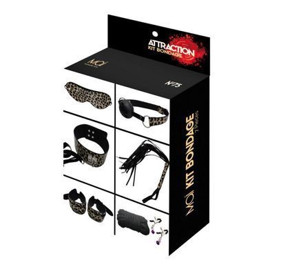 Набор MAI BDSM STARTER KIT N&ordm; 75 Leopard: плеть, кляп, наручники, маска, ошейник , веревка, зажимы