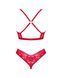 Комплект белья Obsessive Lacelove cupless 2-pcs set XS/S Red, открытый доступ, открытая грудь