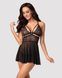 Эротический кружевной комплект с сеточкой Obsessive 838-BAB-1 babydoll & thong black XXL, черный, пе