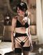 Комплект Obsessive Lobellis 3-pcs set, M/L, черный, лиф с мягкой чашкой, стринги, пояс для чулок