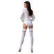 Чулки Passion ST121 1/2 white, на ажурной силиконовой резинке, с цветочным орнаментом и вертикальным