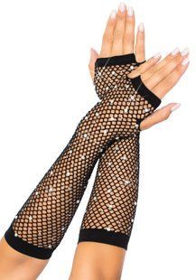 Митенки Leg Avenue Rhinestone Fishnet Arm Warmers Black