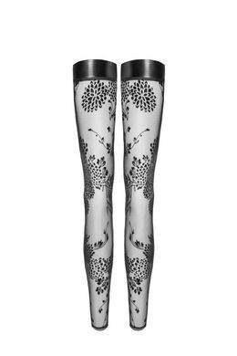Чулки без мыска Noir Handmade F243 Tulle stockings with patterned flock embroidery, 3XL