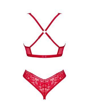 Комплект білизни Obsessive Lacelove cupless 2-pcs set M/L Red, відкритий доступ, відкриті груди