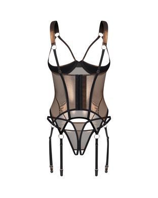 Корсет Obsessive Soranna cupless corset & crotchless thong S/M