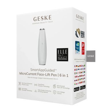 Мікрострумова ручка для підтяжки шкіри обличчя GESKE MicroCurrent Face-Lift Pen 6в1 white
