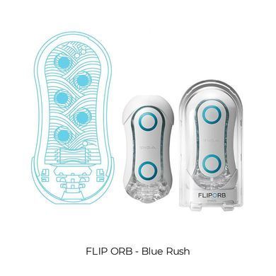 Мастурбатор Tenga Flip Orb &mdash; Blue Rush, з можливістю зміни тиску та стимулювальними кульками всереди