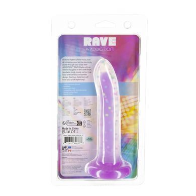 Светящийся в темноте фаллоимитатор ADDICTION Rave 8&Prime; Glow in the Dark Dildo Purple Confetti , 20,3 см