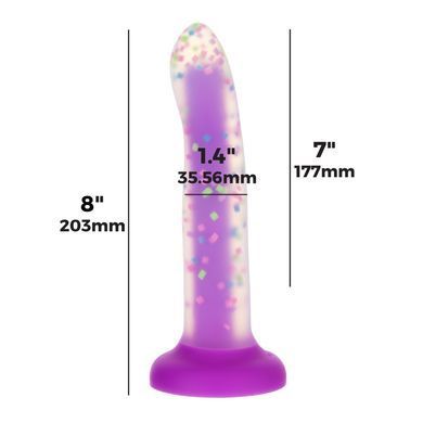 Светящийся в темноте фаллоимитатор ADDICTION Rave 8&Prime; Glow in the Dark Dildo Purple Confetti , 20,3 см