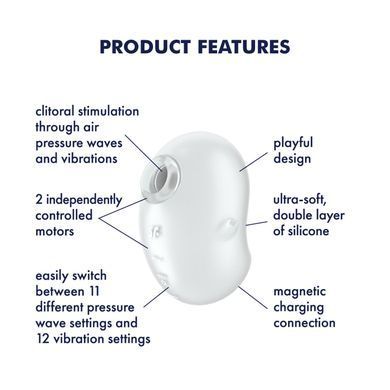 Вакуумний кліторальний стимулятор з вібрацією Satisfyer Cutie Ghost White