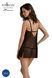 Пеньюар Passion DROSERA CHEMISE black, L/XL, кружевной лиф со стрепами, трусики в комплекте
