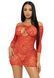 Платье-сетка с сердечками Leg Avenue Heart net mini dress Red, завязки, открытые плечи, one size