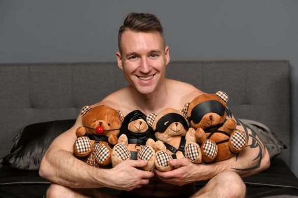 Плюшевый медвежонок ROPE Teddy Bear БДСМ в кожаной маске и обвязке, 22x16x12 см