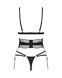 Комплект Obsessive Lobellis 3-pcs set, XL/2XL, черный, лиф с мягкой чашкой, стринги, пояс для чулок