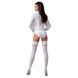 Чулки Passion ST121 3/4 white, на ажурной силиконовой резинке, с цветочным орнаментом и вертикальным