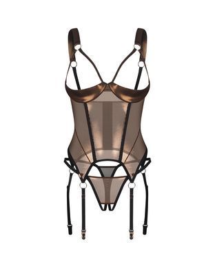 Корсет Obsessive Soranna cupless corset & crotchless thong 2XL/3XL