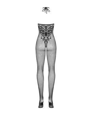 (SALE) Бодістокінг Obsessive Bodystocking G308 S/M/L, халтер, декор у вигляді татуювання