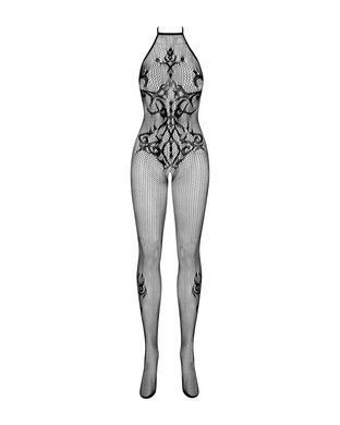 (SALE) Бодістокінг Obsessive Bodystocking G308 S/M/L, халтер, декор у вигляді татуювання