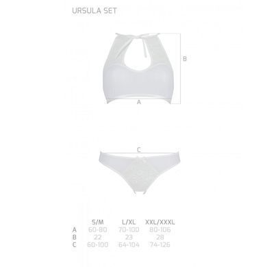 Комплект: бра, трусики с ажурным декором и открытым шагом URSULA SET L/XL, white