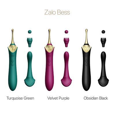 Вагинально-клиторальный вибратор Zalo &mdash; Bess Turquoise Green, многофункциональный с насадками