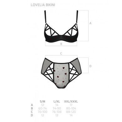 Эротический комплект с рисунком Passion LOVELIA BIKINI XXL/XXXL, black