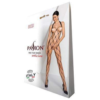 Бодистокинг в очень крупную сетку Passion BS091 black, с доступом