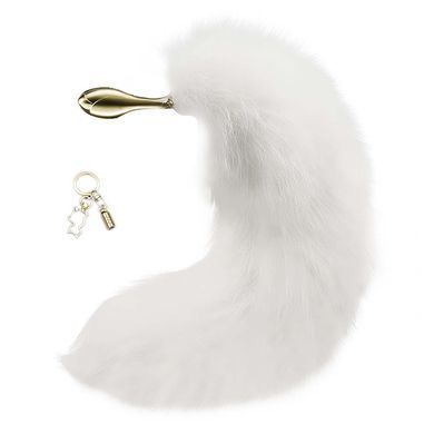 Металлическая анальная пробка Лисий хвост LOCKINK SEVANDA White Fox-Tail Anal Rose-shape Plug