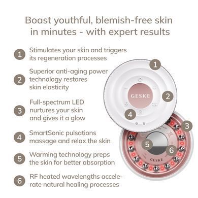 Антивіковий LED-випромінювач для відновлення шкіри обличчя GESKE Anti-Aging Skin Renewer 9в1 starlight