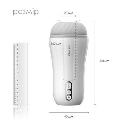 Мастурбатор з вібрацією Svakom Robin White, ультрам&rsquo;який рукав, функція Boost, LED-екран