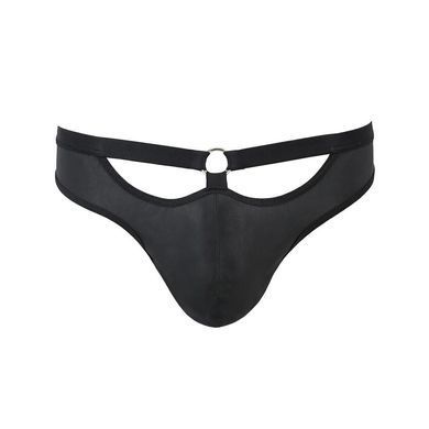 Мужские слипы с вырезами Passion 041 SLIP JOE S/M Black, экокожа, открытые ягодицы